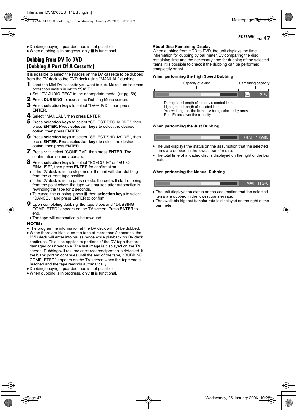 JVC MINI DV & HDD & DVD SR-DVM700E User Manual | Page 47 / 76