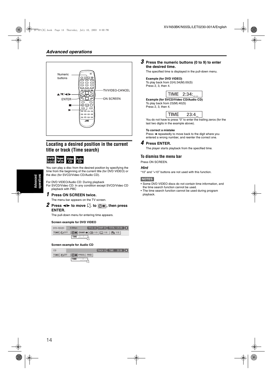 Advanced operations | JVC XV-NP1SL User Manual | Page 16 / 40
