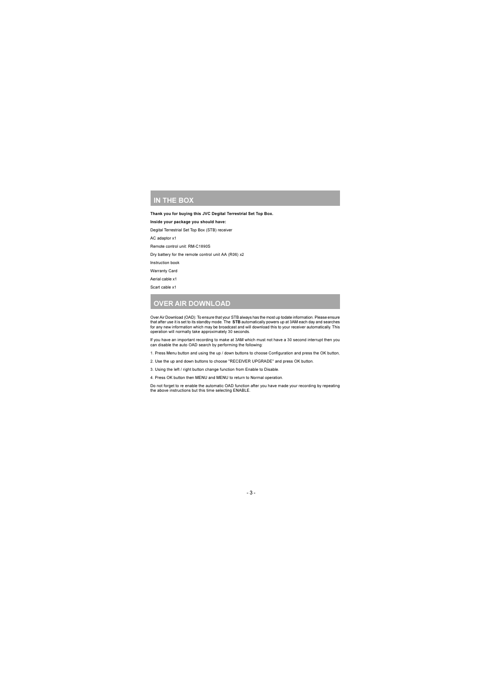 Over air download | JVC TU-DB1SU User Manual | Page 4 / 22