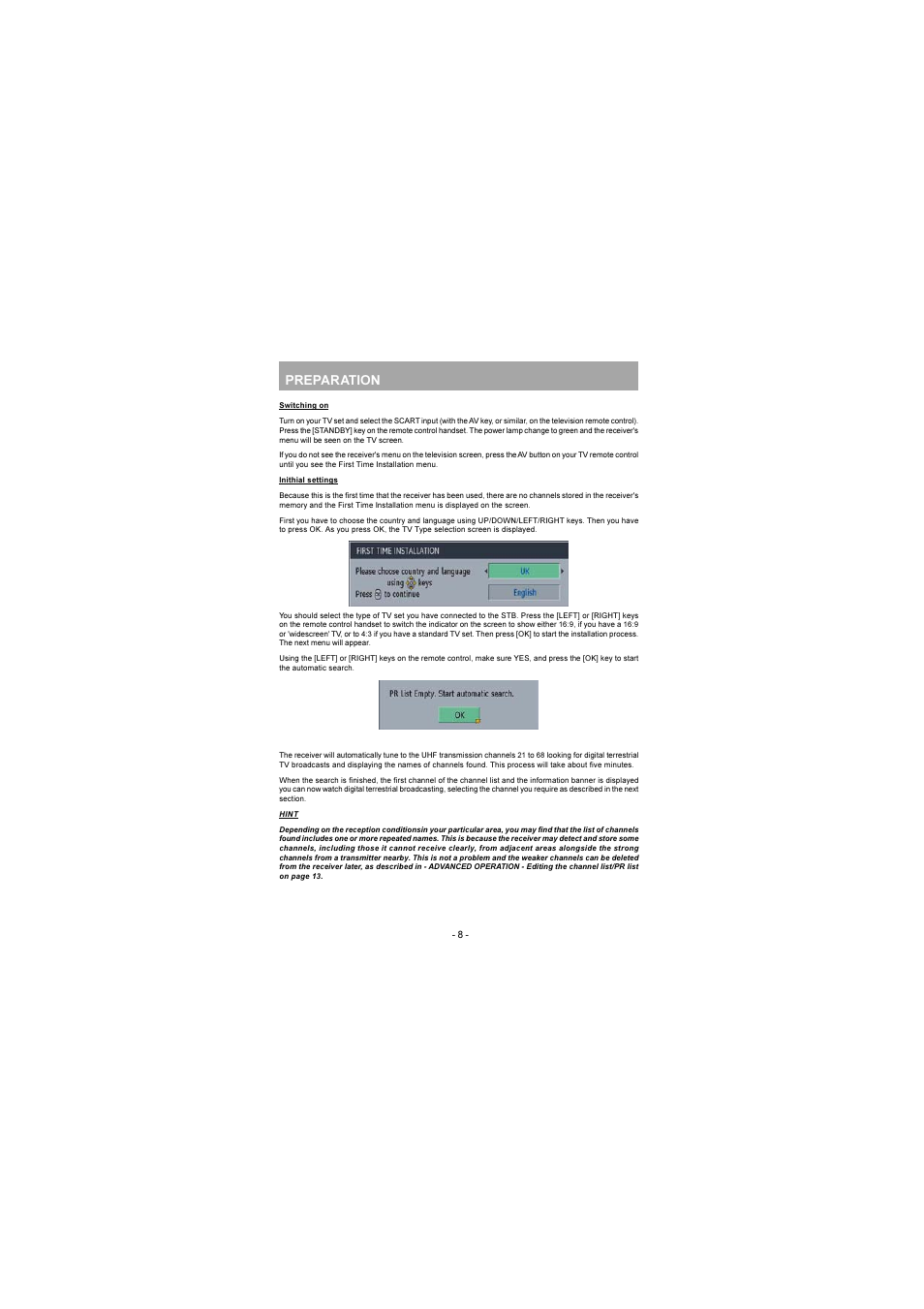 Preparation | JVC TU-DB1SU User Manual | Page 9 / 22