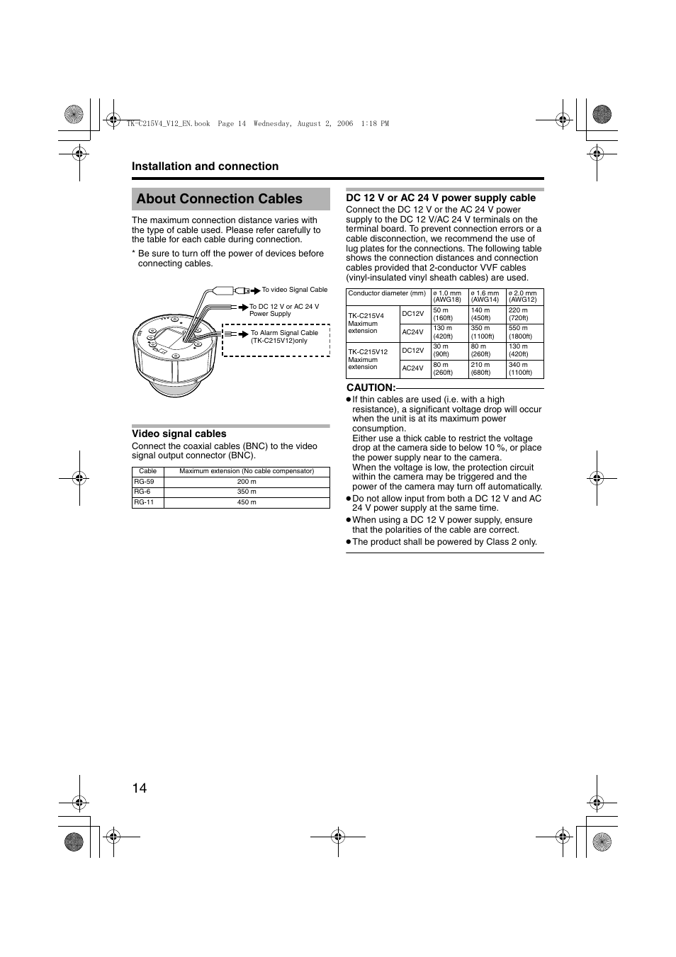 Installation and connection, About connection cables, A pg. 14) | JVC LST0420-001B User Manual | Page 14 / 32