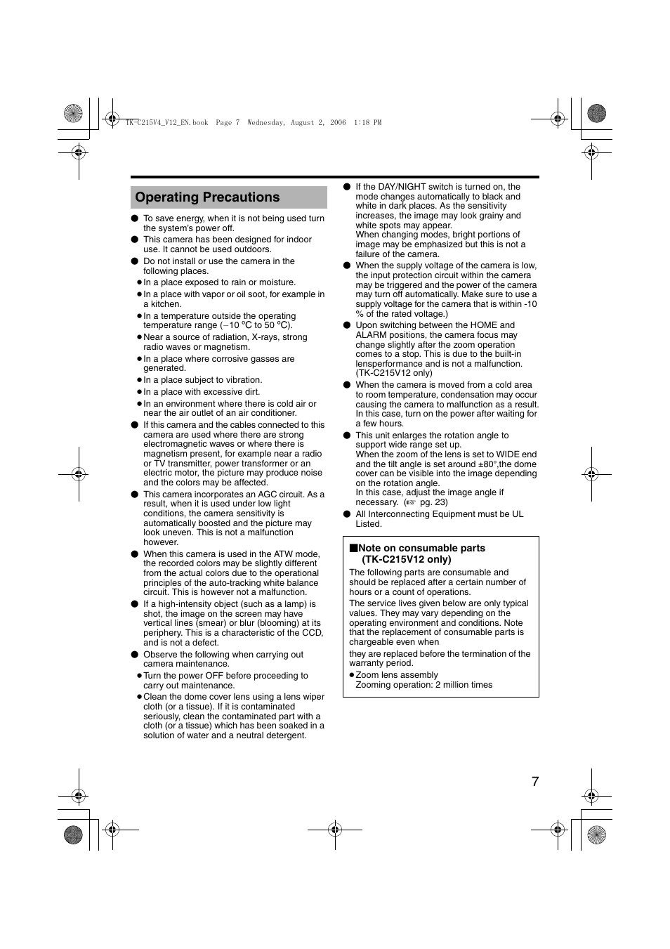 Operating precautions | JVC LST0420-001B User Manual | Page 7 / 32