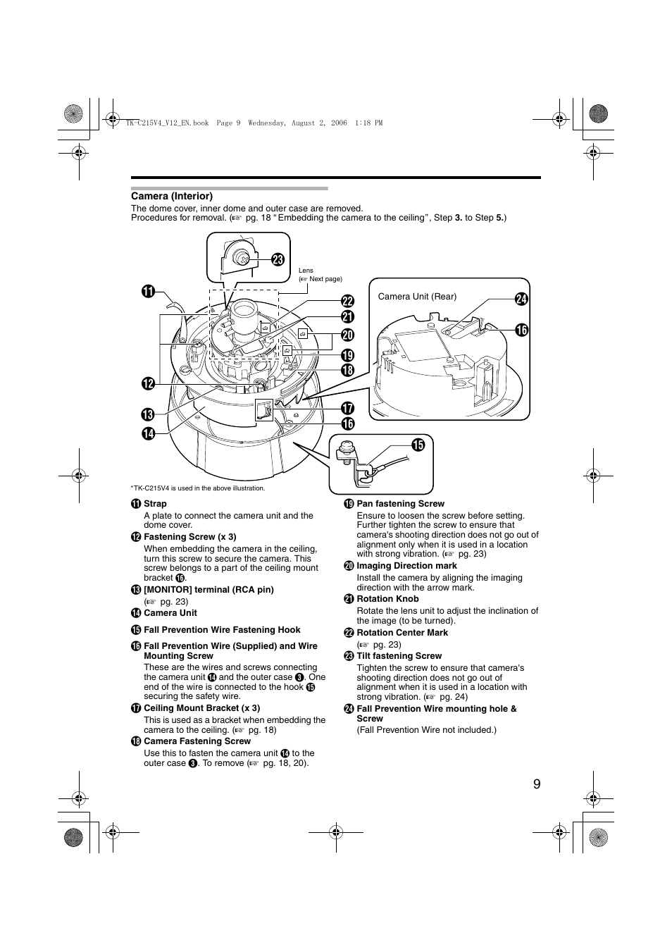 Camera (interior) | JVC LST0420-001B User Manual | Page 9 / 32