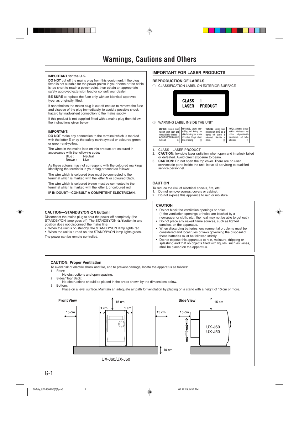 Warnings, cautions and others | JVC UXJ60 User Manual | Page 2 / 32