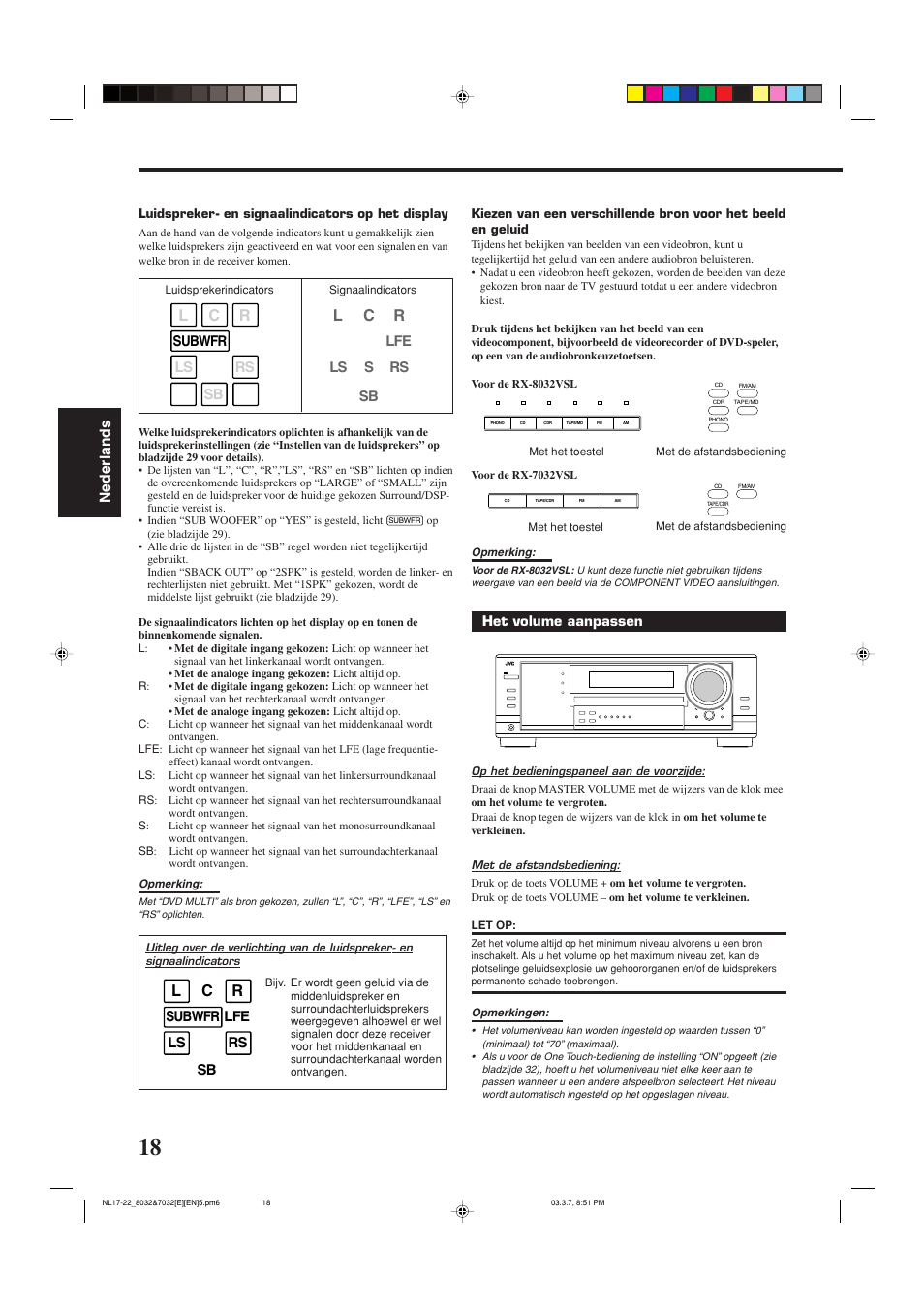 Lc r, Nederlands | JVC RX-8032VSL User Manual | Page 125 / 160