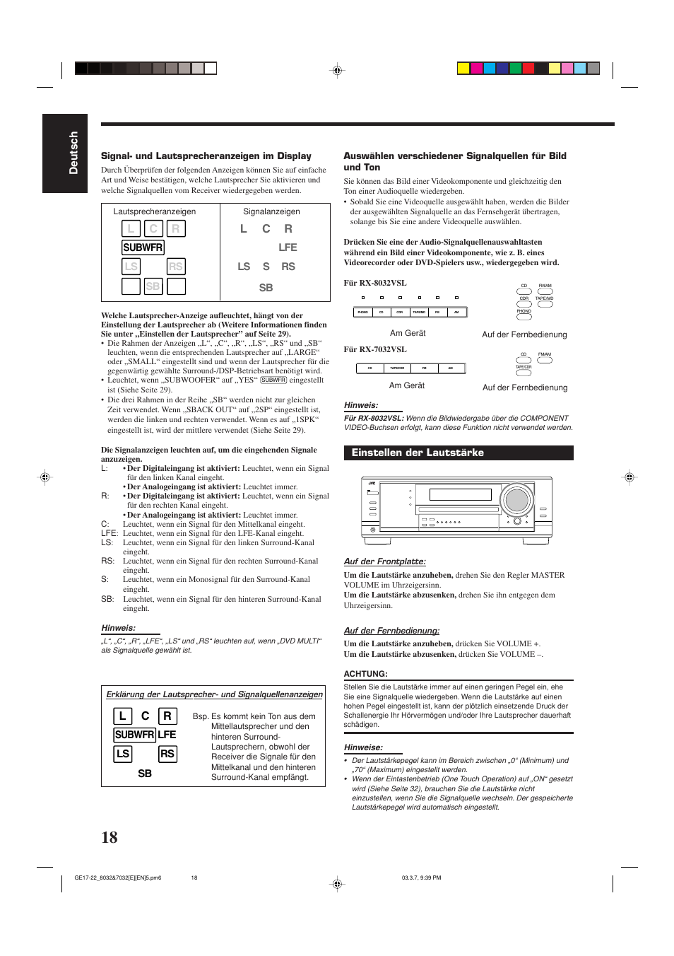Lc r, Deutsch | JVC RX-8032VSL User Manual | Page 21 / 160