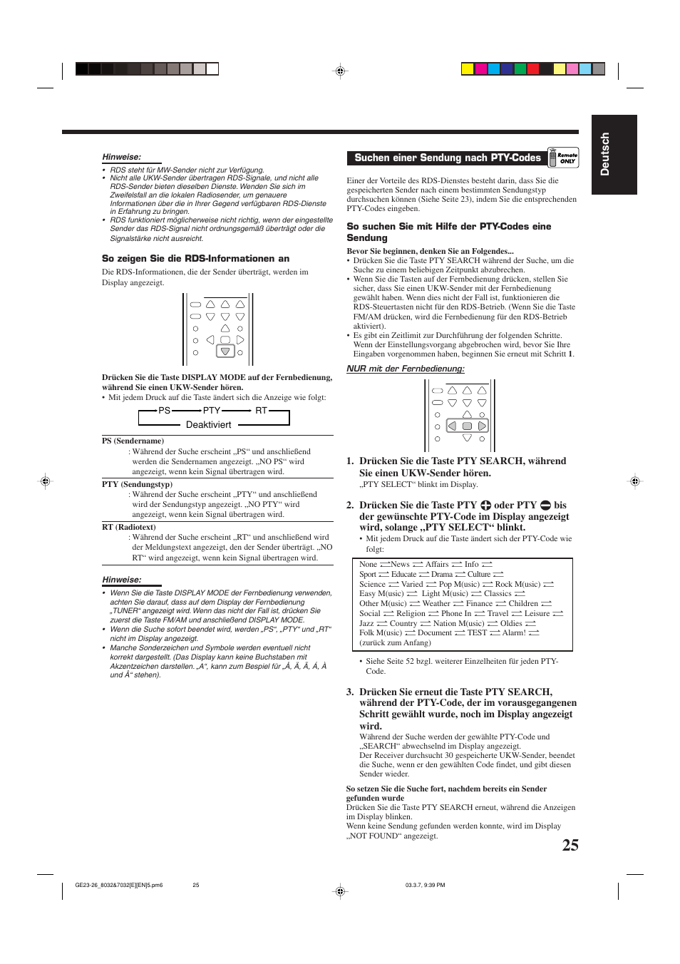 Deutsch | JVC RX-8032VSL User Manual | Page 28 / 160