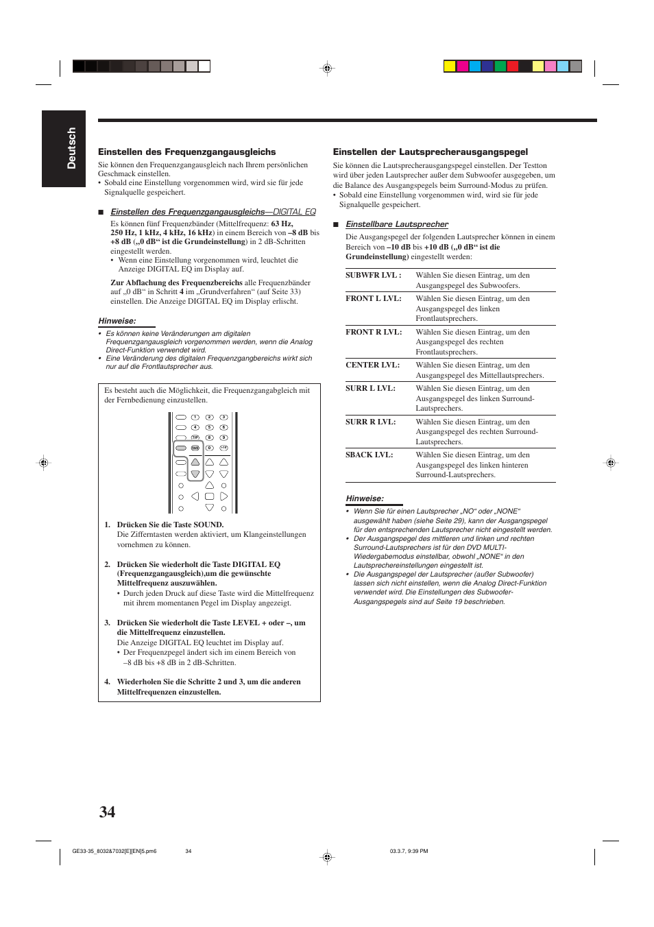 Deutsch | JVC RX-8032VSL User Manual | Page 37 / 160