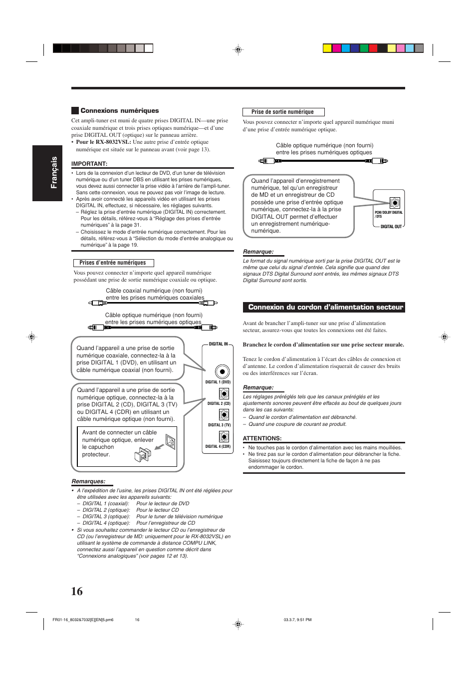 Fran ç ais | JVC RX-8032VSL User Manual | Page 71 / 160