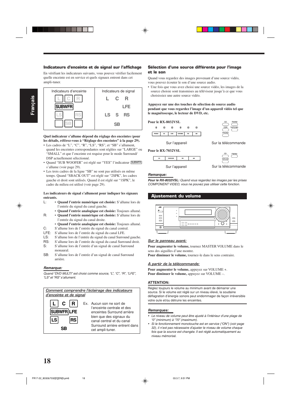 Lc r, Fran ç ais | JVC RX-8032VSL User Manual | Page 73 / 160