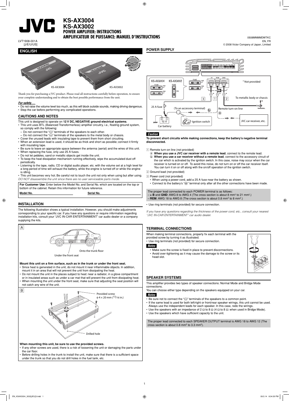 JVC KS-AX3004 User Manual | 3 pages