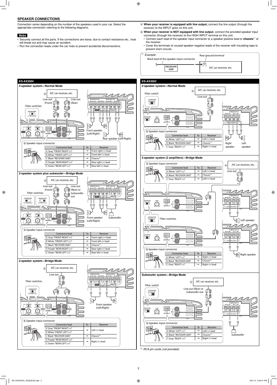 Speaker connections | JVC KS-AX3004 User Manual | Page 2 / 3