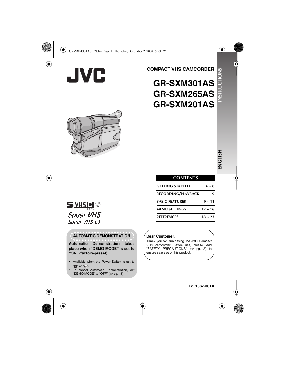 JVC 1204YDR-NF-VM User Manual | 24 pages