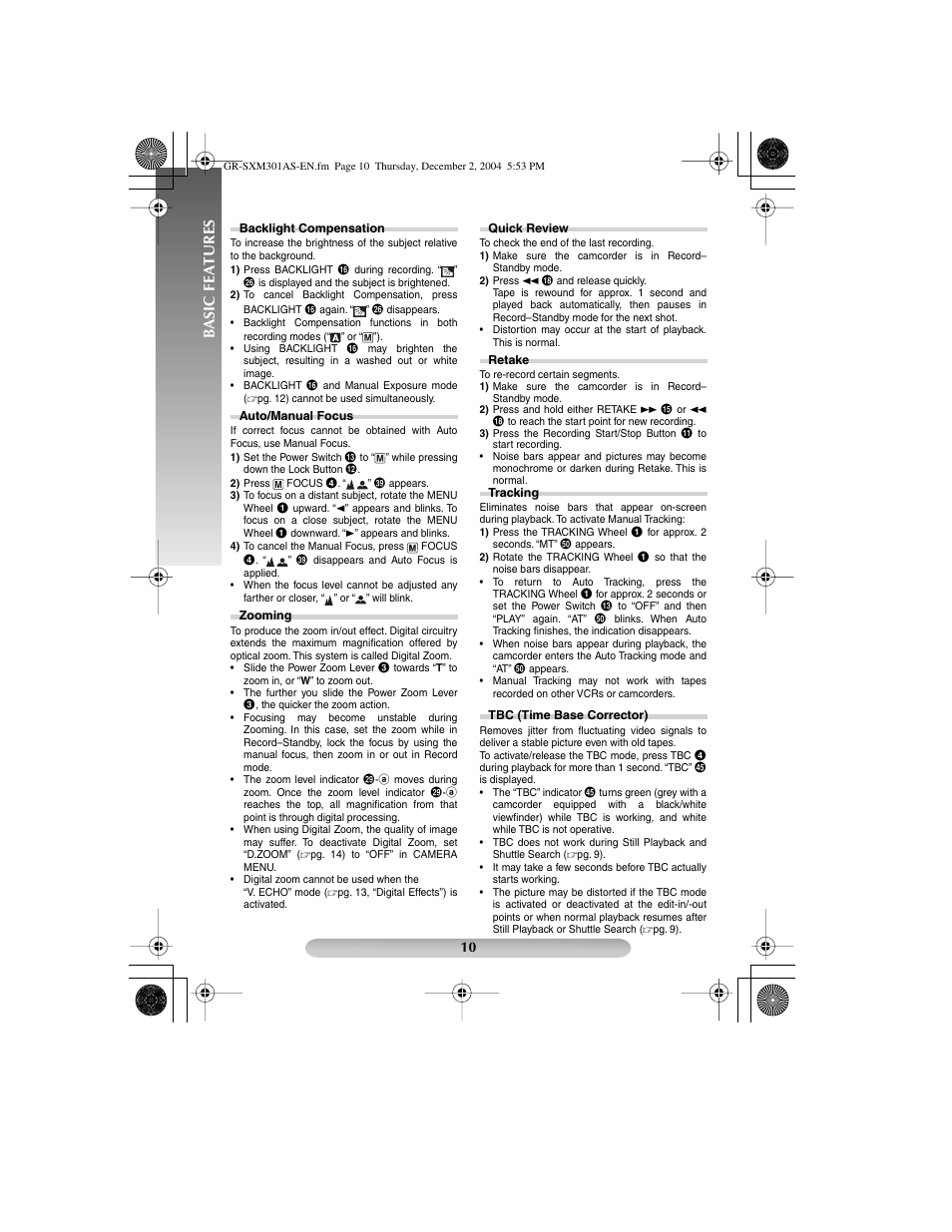 Basic features | JVC 1204YDR-NF-VM User Manual | Page 10 / 24