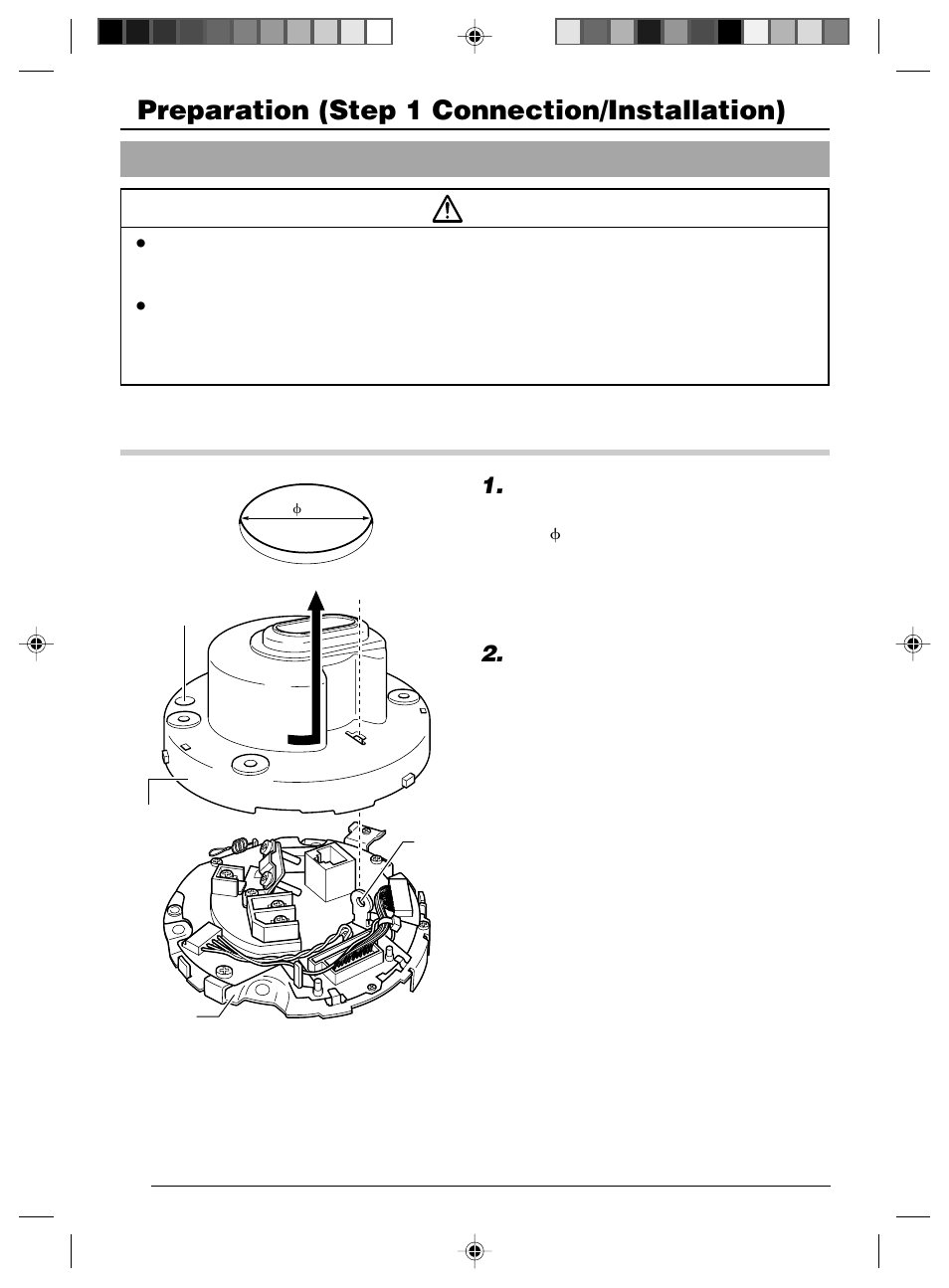 Step 1 connection/installation, 1 connecting cables, Connection procedure | Preparation (step 1 connection/installation), Cautions | JVC VN-C625 User Manual | Page 14 / 119