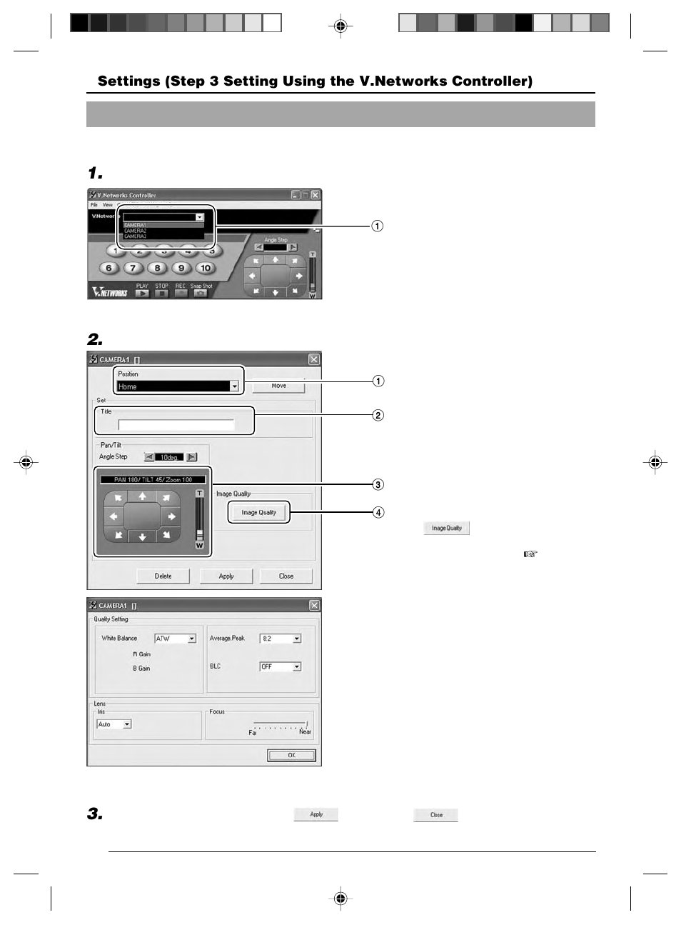 9 pan/tilt setting, 7 preset position setting | JVC VN-C625 User Manual | Page 68 / 119