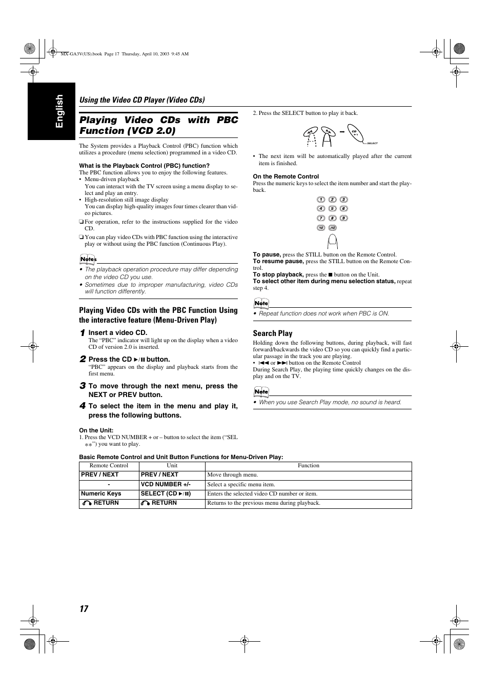 JVC CA-MXGA3V User Manual | Page 20 / 36