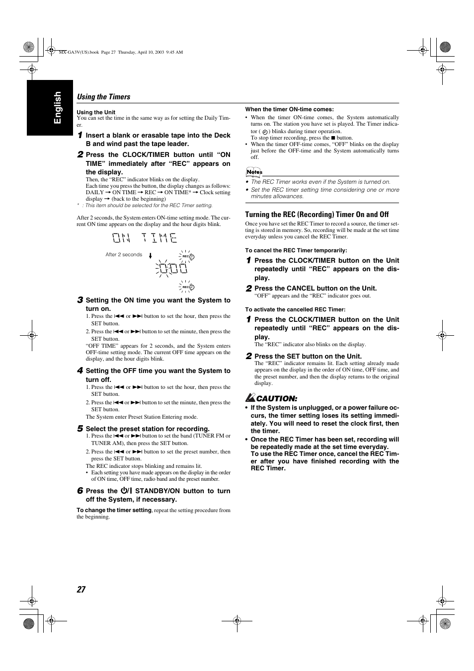 English | JVC CA-MXGA3V User Manual | Page 30 / 36