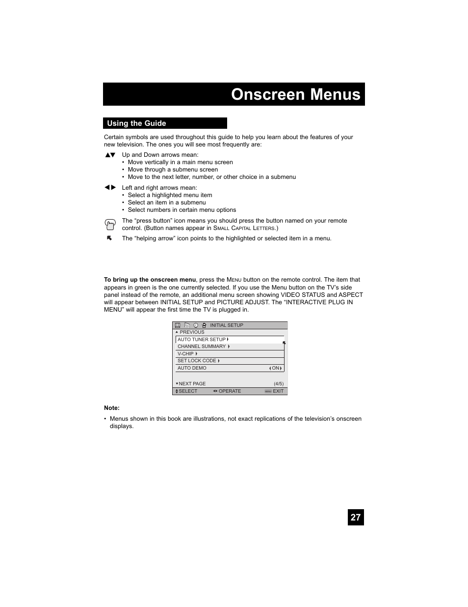 Onscreen menus, Using the guide | JVC 0807TNH-II-IM User Manual | Page 27 / 88