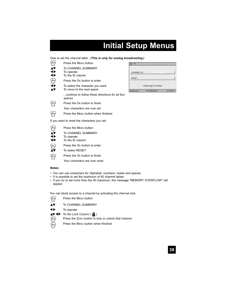 Initial setup menus | JVC 0807TNH-II-IM User Manual | Page 39 / 88