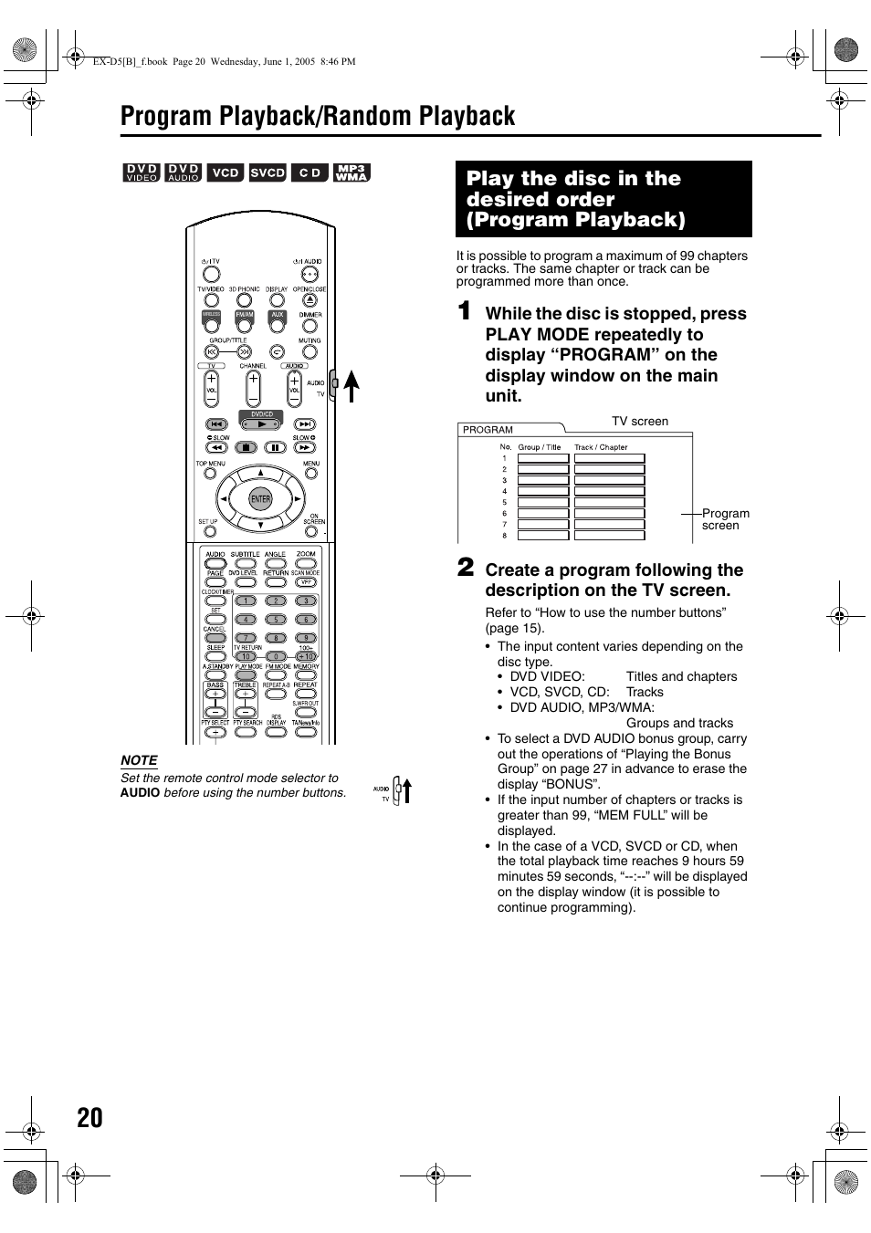 Program playback/random playback | JVC EX-D5 User Manual | Page 24 / 51