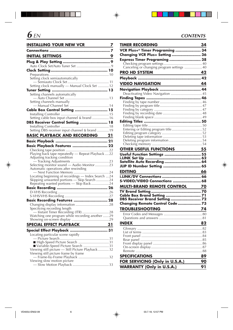 JVC SR-VD400U User Manual | Page 6 / 92