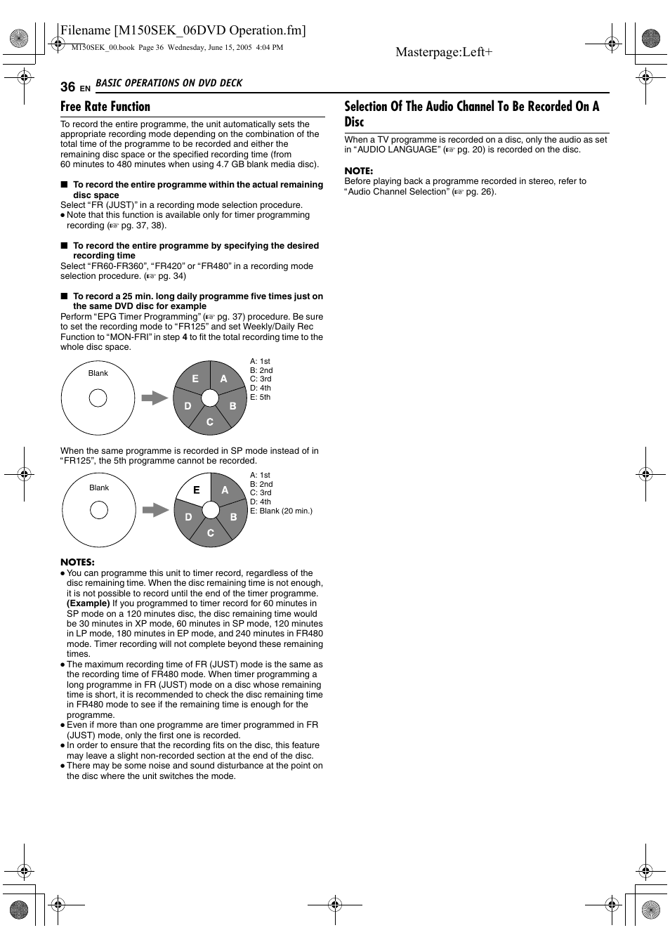 Afree rate functionb (a pg. 36), A pg. 36), Free rate function | JVC DR-M150SEK User Manual | Page 36 / 76