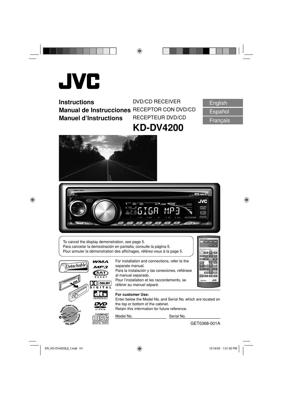 JVC KD-DV4200 User Manual | 40 pages