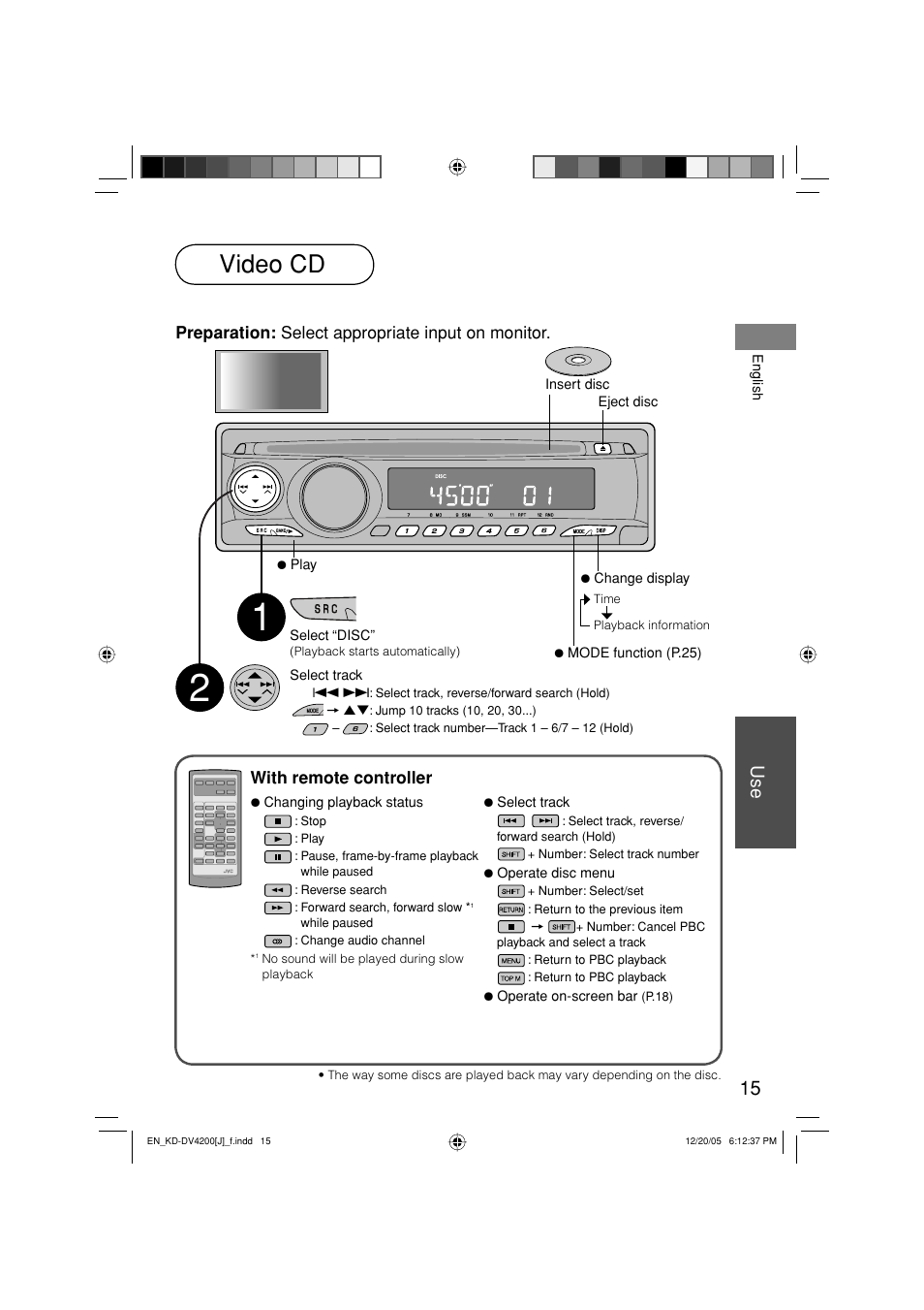 Video cd | JVC KD-DV4200 User Manual | Page 15 / 40