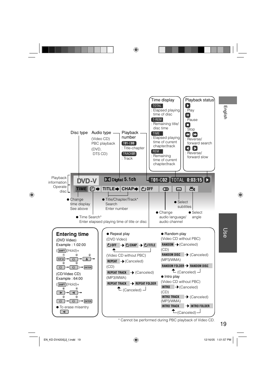 Entering time | JVC KD-DV4200 User Manual | Page 19 / 40