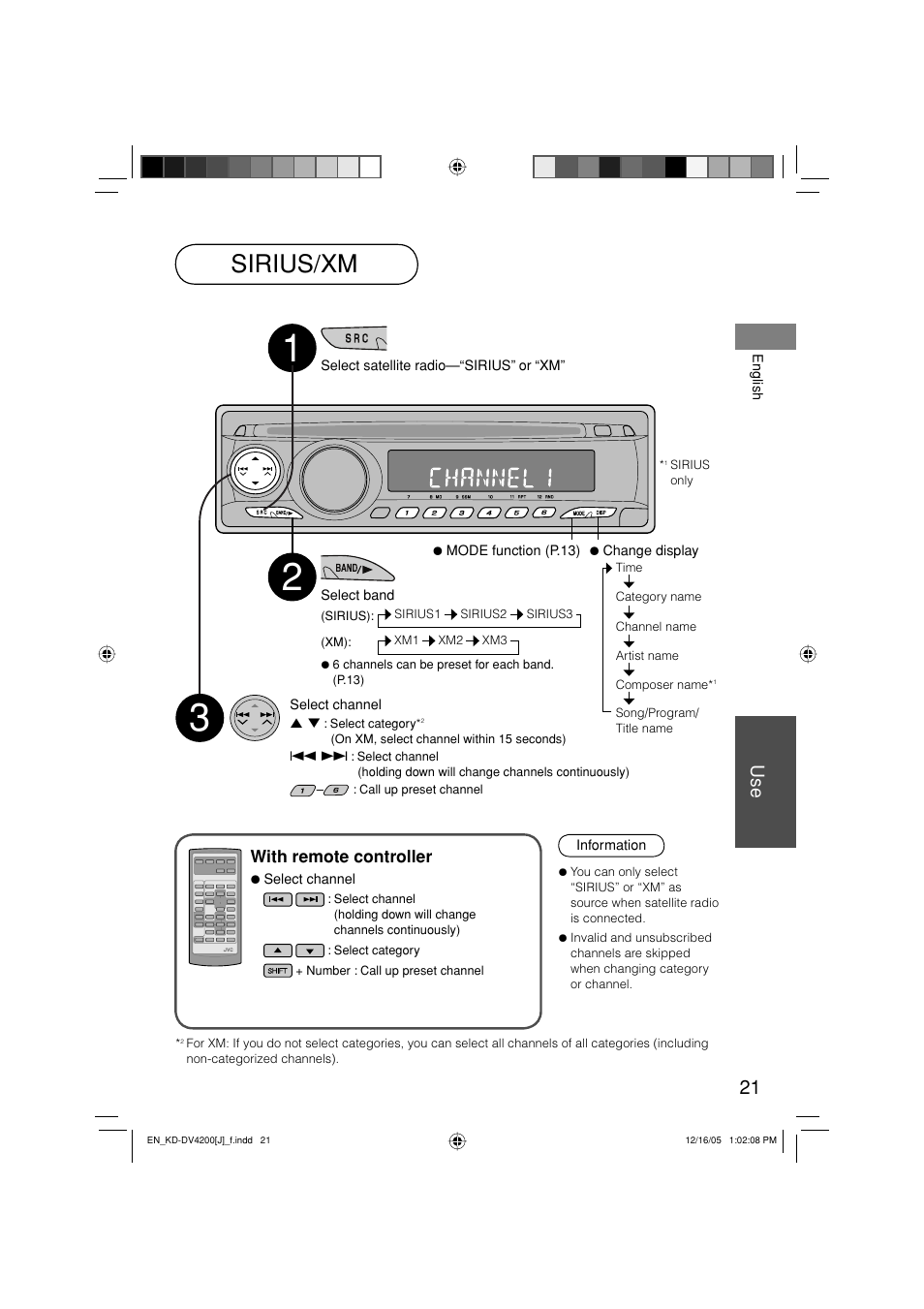 Sirius/xm | JVC KD-DV4200 User Manual | Page 21 / 40