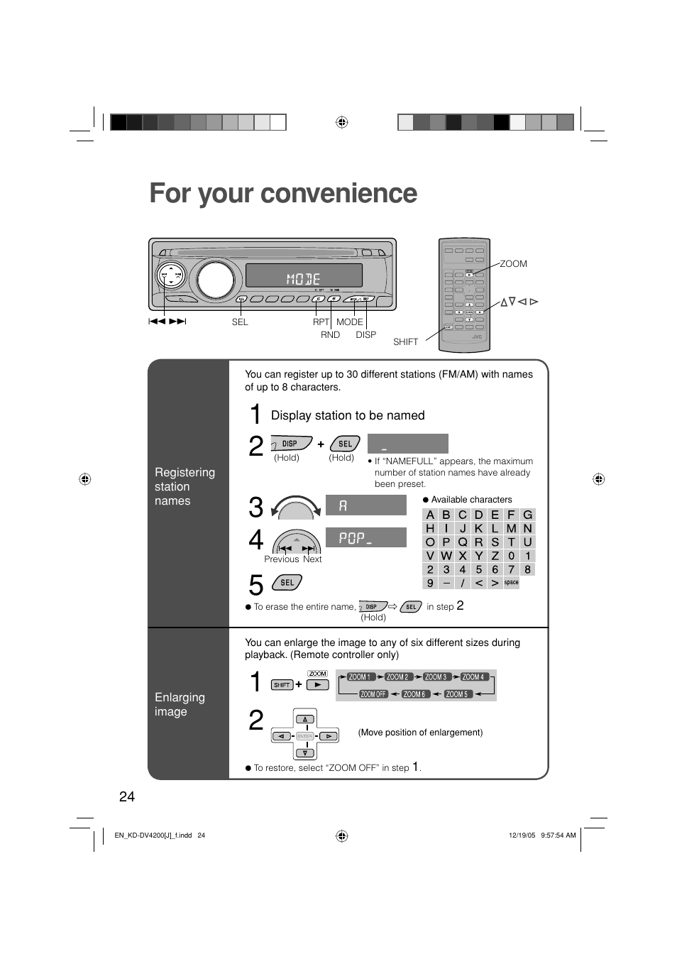 For your convenience | JVC KD-DV4200 User Manual | Page 24 / 40