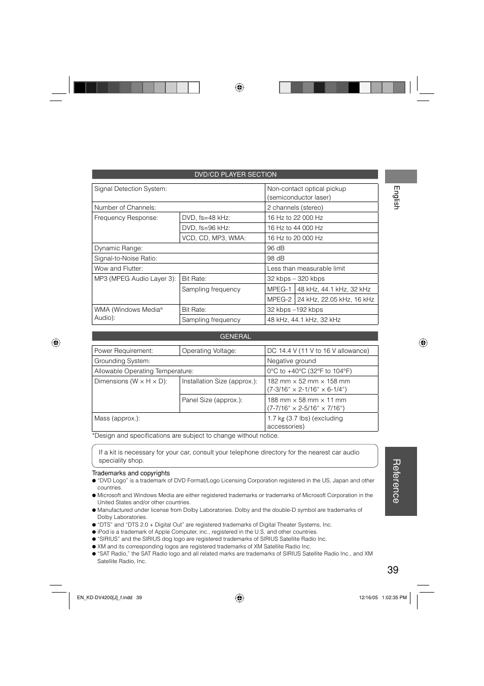 Ref erence | JVC KD-DV4200 User Manual | Page 39 / 40