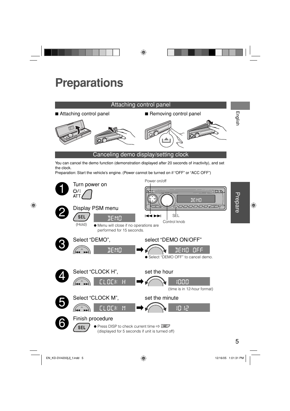 Preparations | JVC KD-DV4200 User Manual | Page 5 / 40