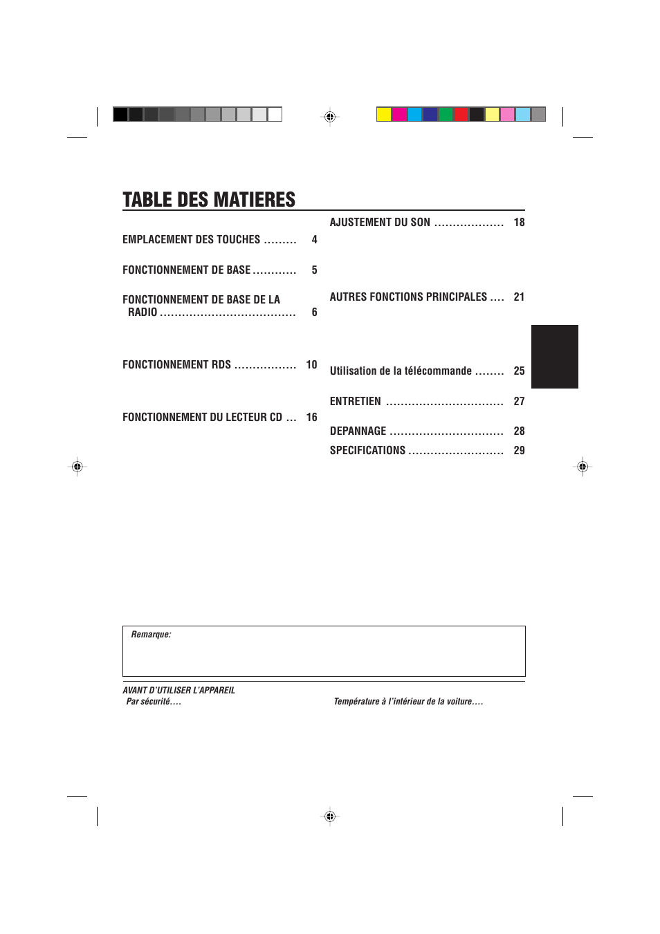 Table des matieres | JVC KD-S821R User Manual | Page 59 / 114