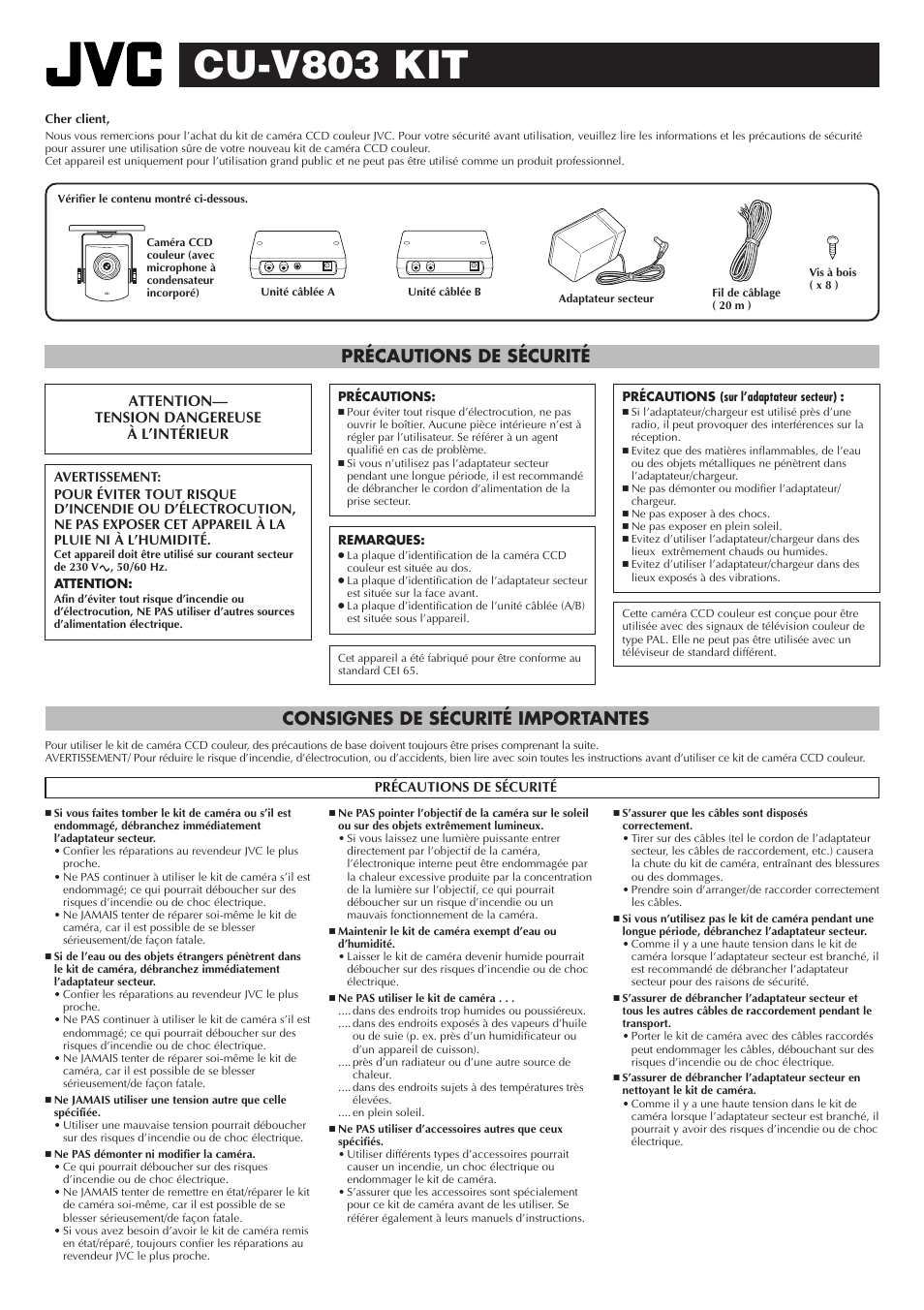 Cu-v803 kit | JVC CU-V803 User Manual | Page 5 / 8
