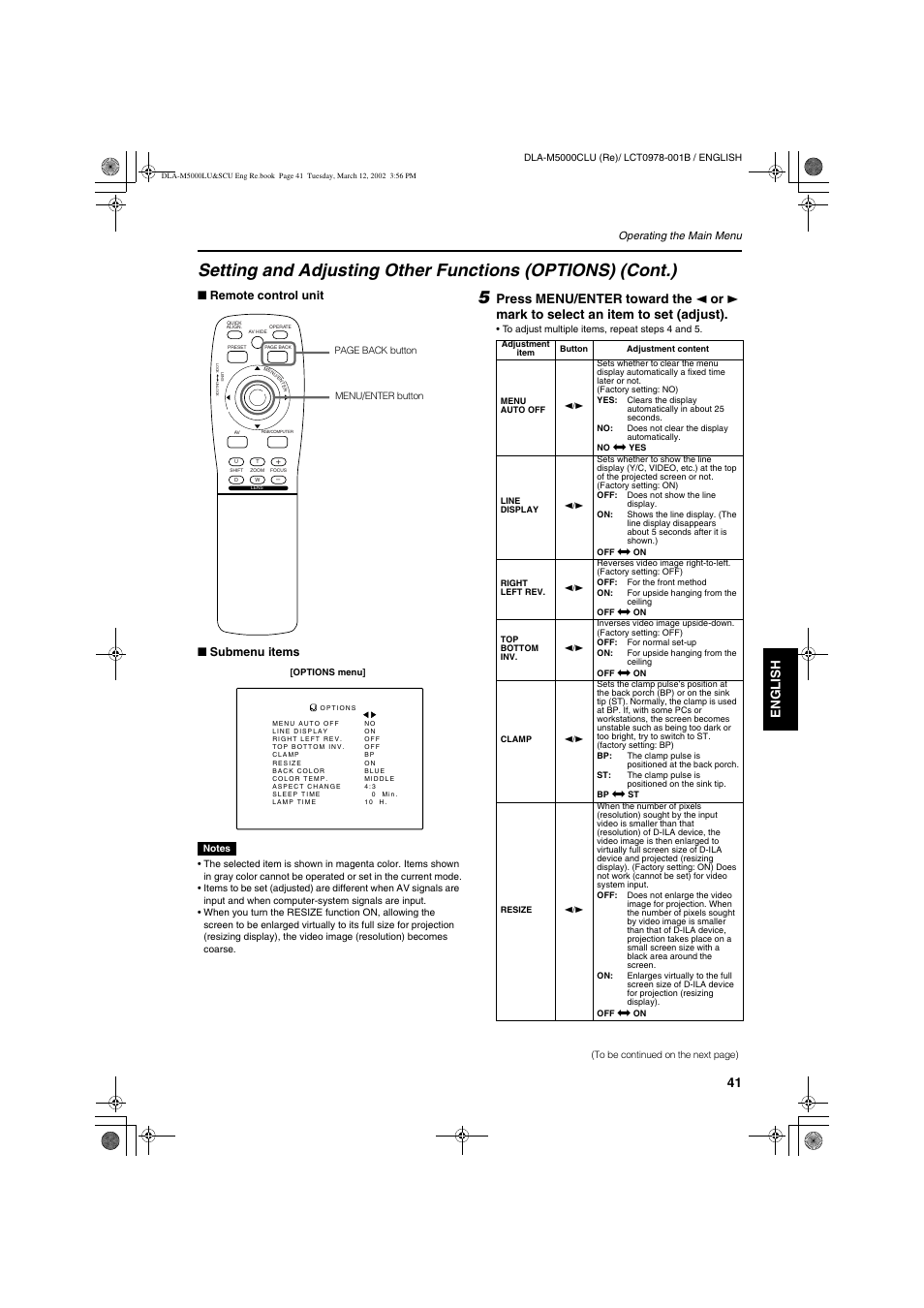 Engli s h deutsh fran ç ais italiano espa ñ ol | JVC DLA-M5000LU User Manual | Page 41 / 68