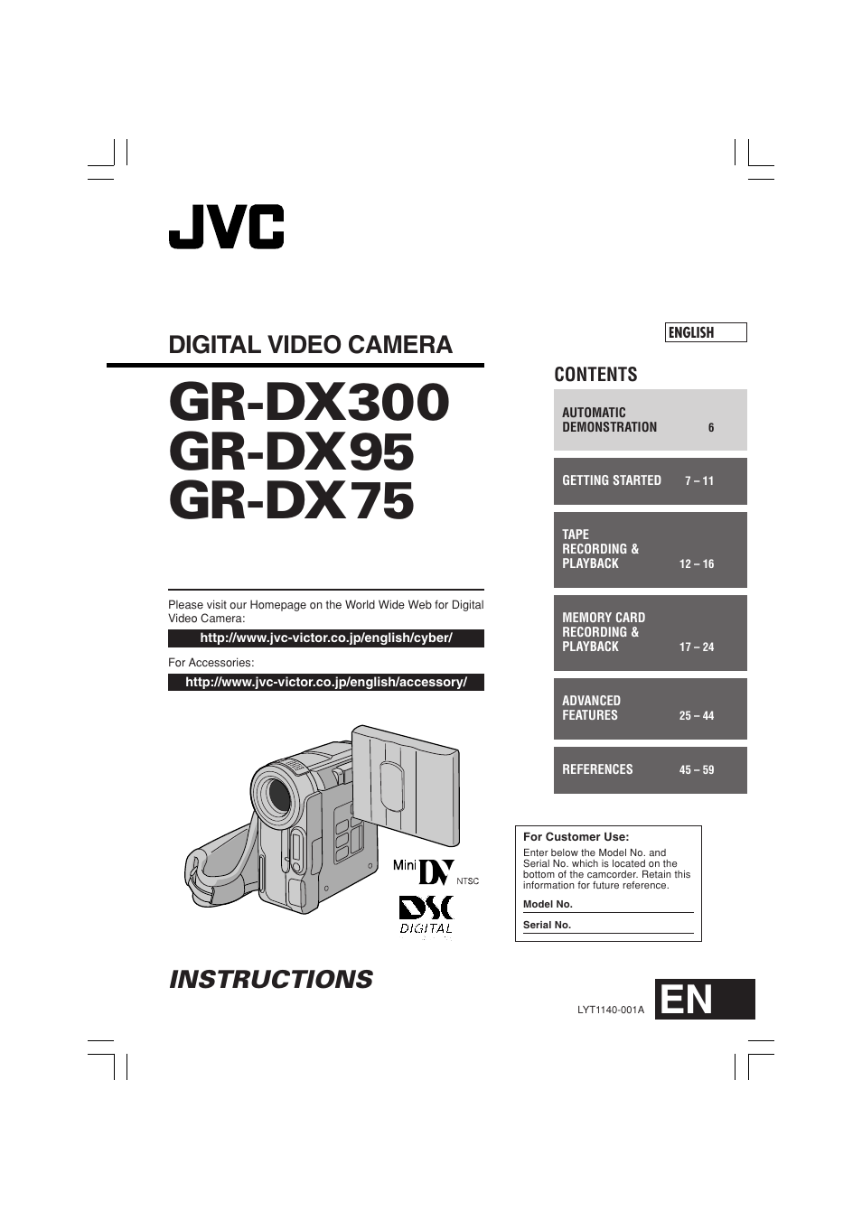 JVC GR-DX300  EN User Manual | 60 pages