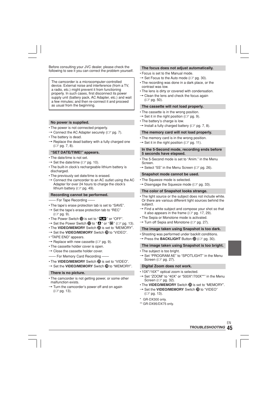 JVC GR-DX300  EN User Manual | Page 45 / 60
