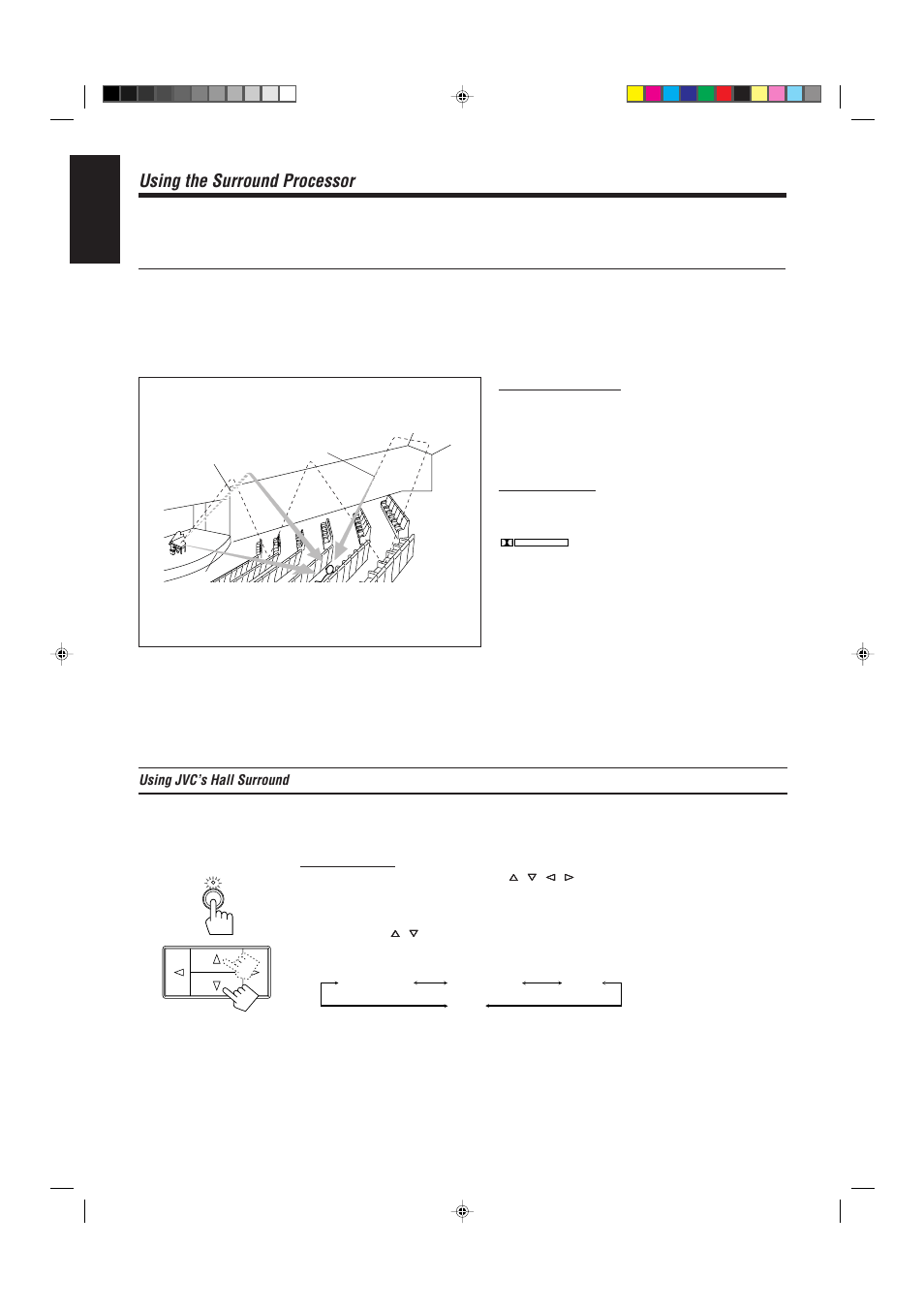 Using the surround processor, English | JVC AX-V55BK User Manual | Page 18 / 30