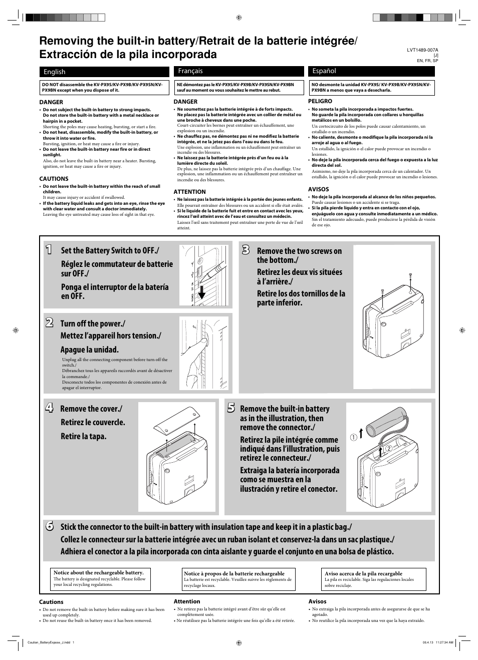 Removing the built-in battery | JVC EXAD eAvinu KV-PX9SN User Manual | Page 11 / 12