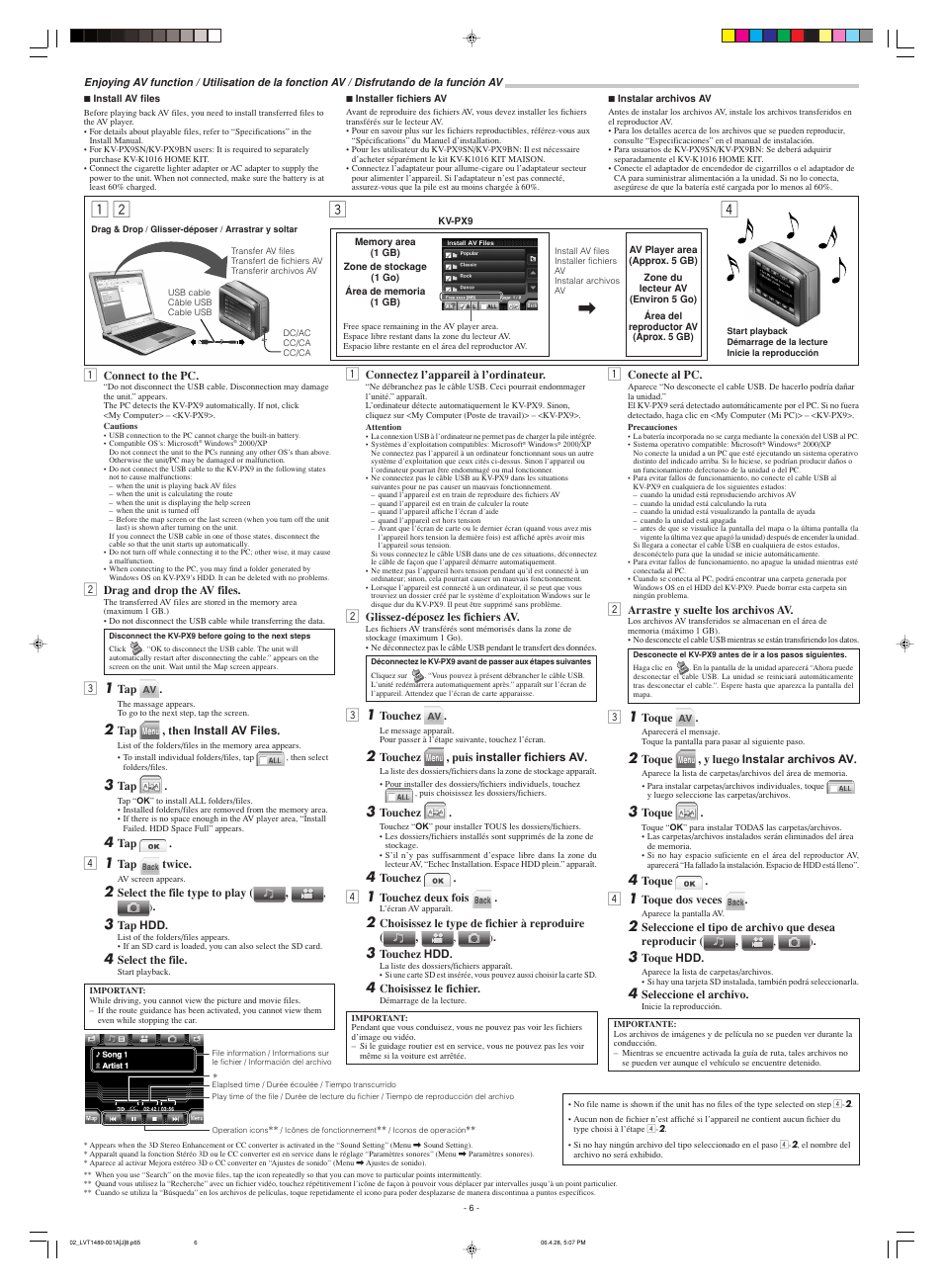 Enjoying av function | JVC EXAD eAvinu KV-PX9SN User Manual | Page 6 / 12