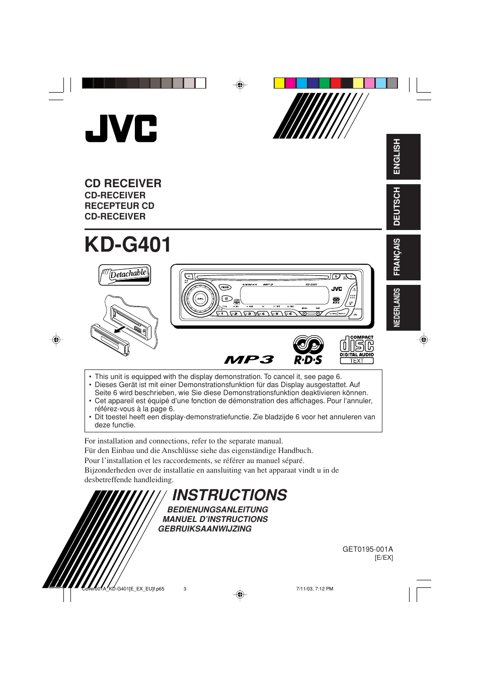 JVC KD-G401 User Manual | 44 pages