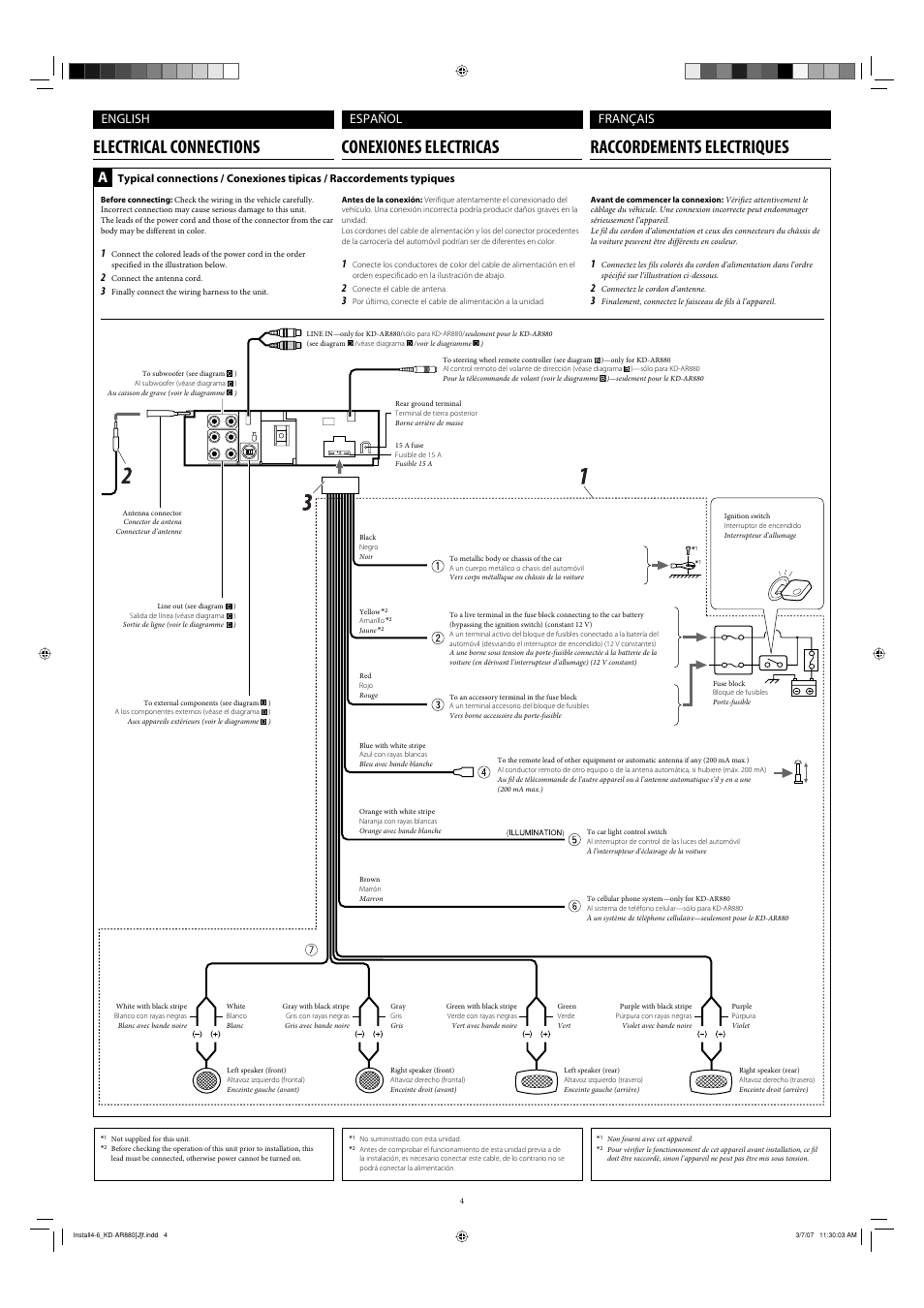 English, Español français | JVC KD-AR880 User Manual | Page 4 / 6