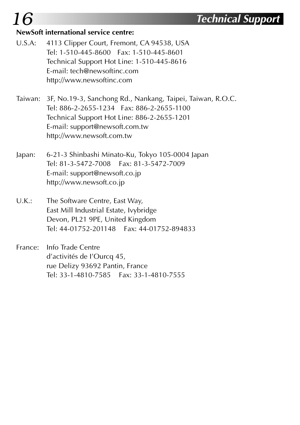 Technical support | JVC USB Connection Kit User Manual | Page 16 / 24