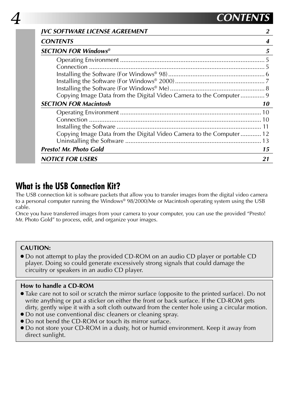 JVC USB Connection Kit User Manual | Page 4 / 24