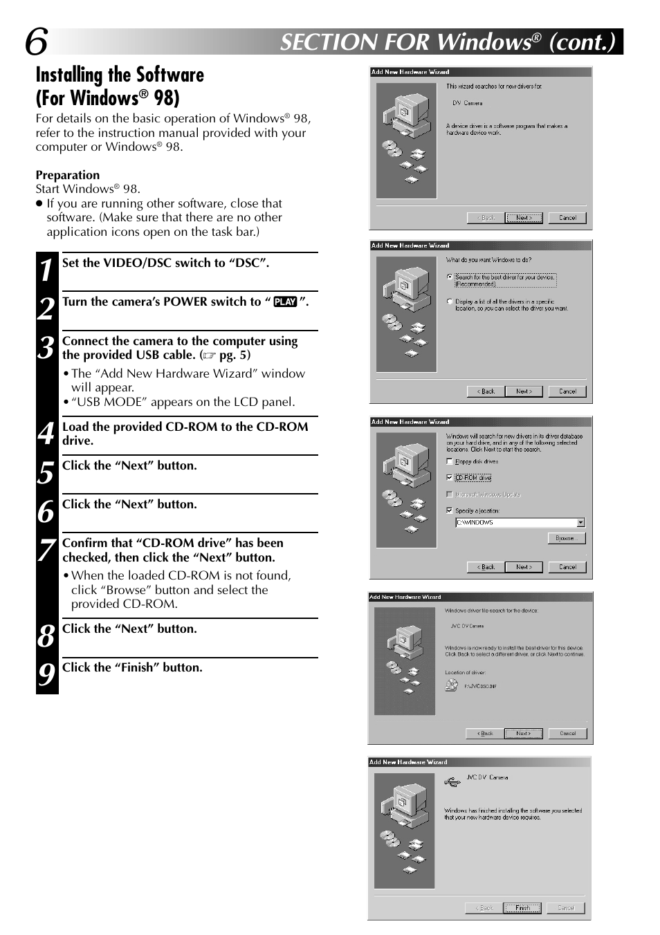 Cont.) | JVC USB Connection Kit User Manual | Page 6 / 24
