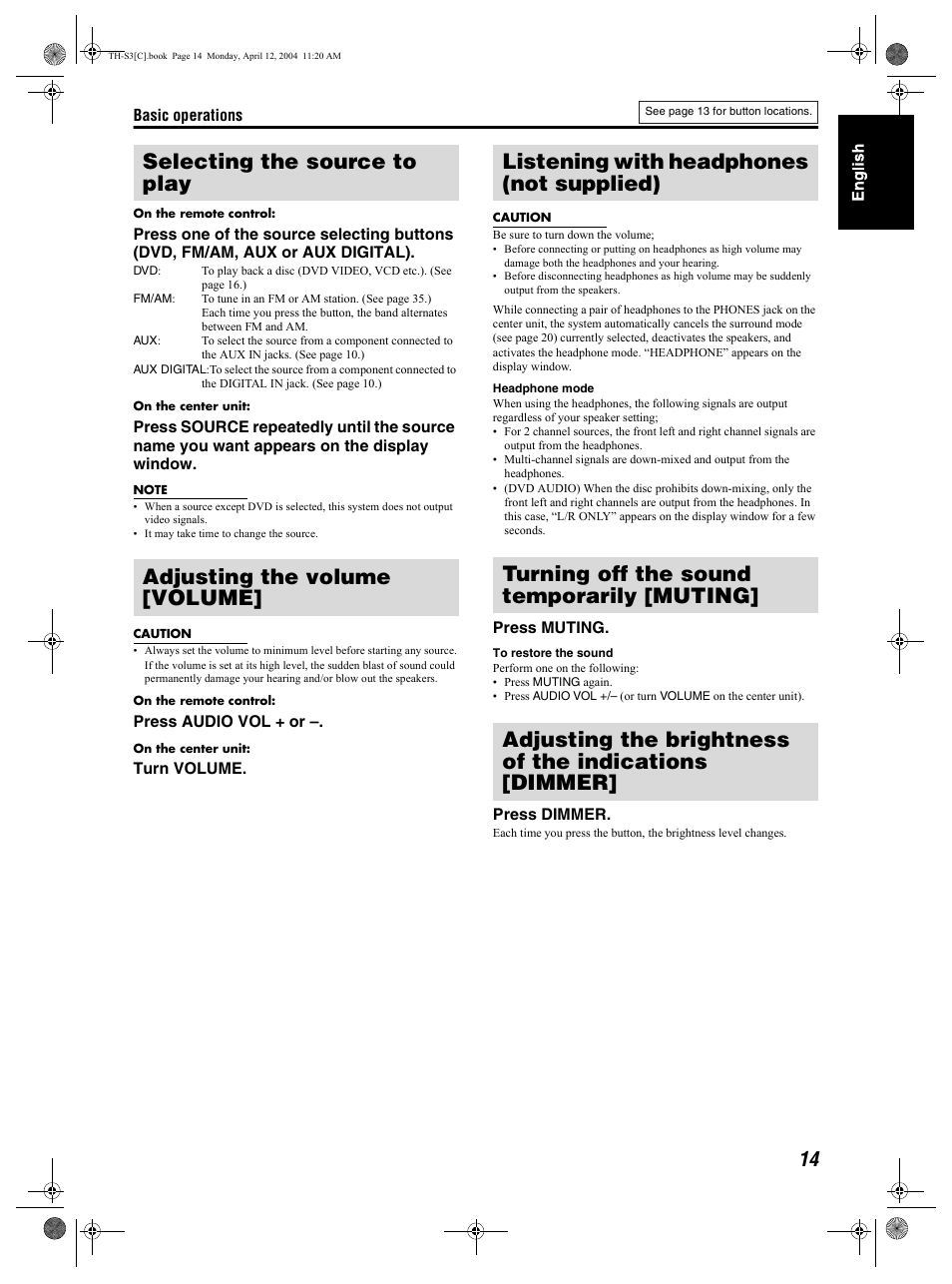 JVC TH-S3 TH-S2 User Manual | Page 17 / 44