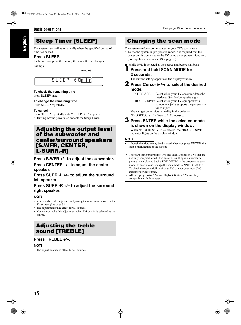 Changing the scan mode | JVC TH-S3 TH-S2 User Manual | Page 18 / 44