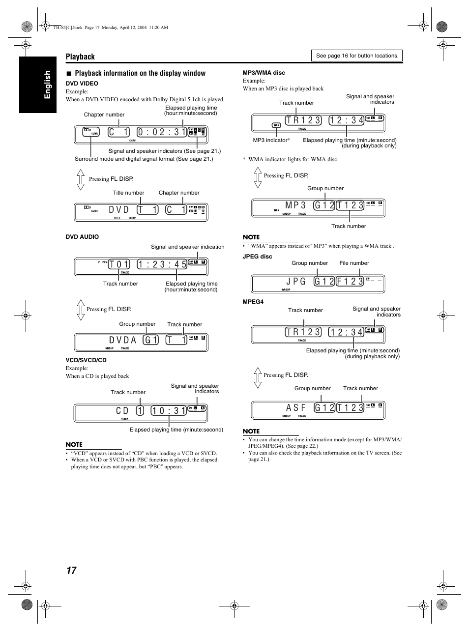 JVC TH-S3 TH-S2 User Manual | Page 20 / 44